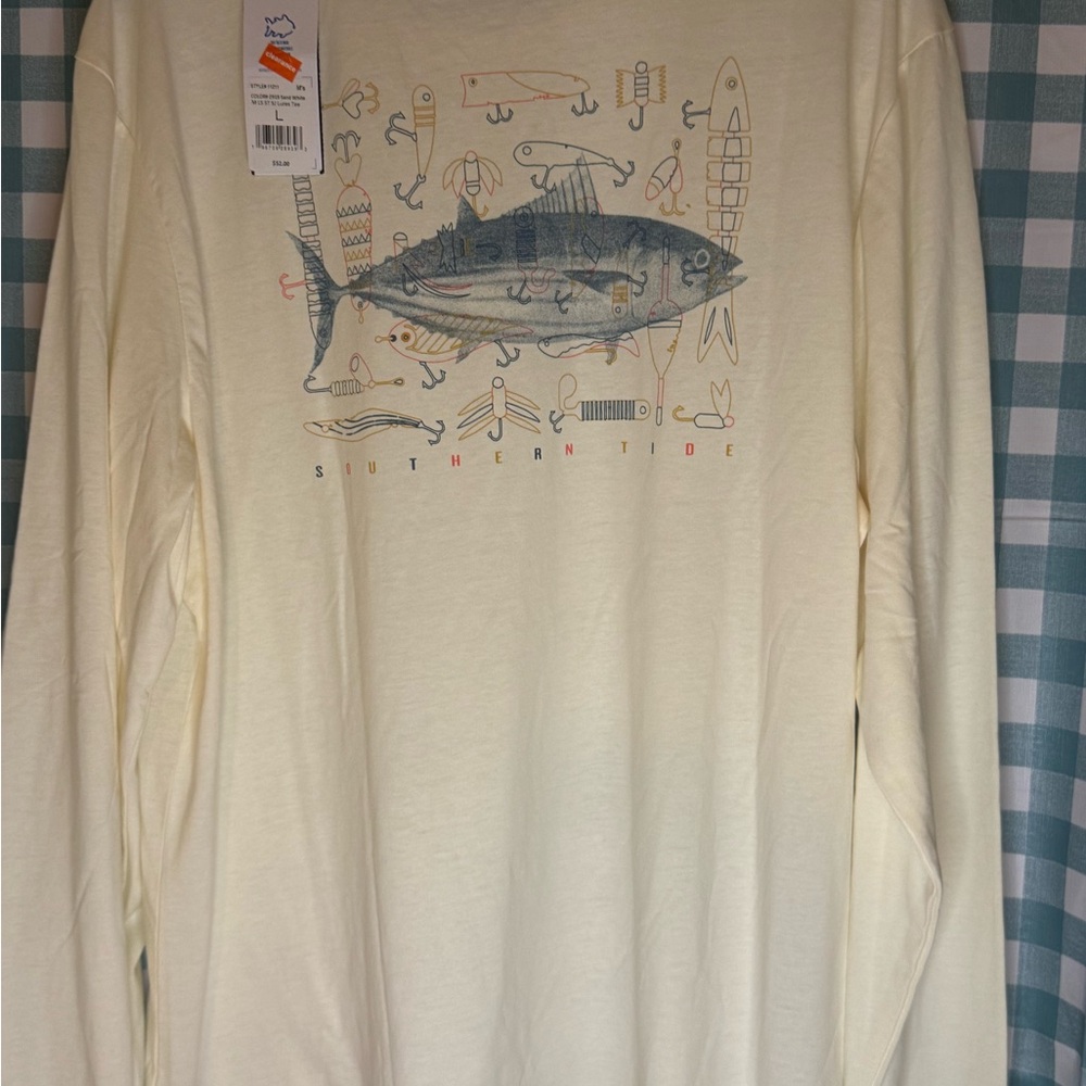 New Southern Tide Cream Long Sleeve Tee - Picture 4 of 7